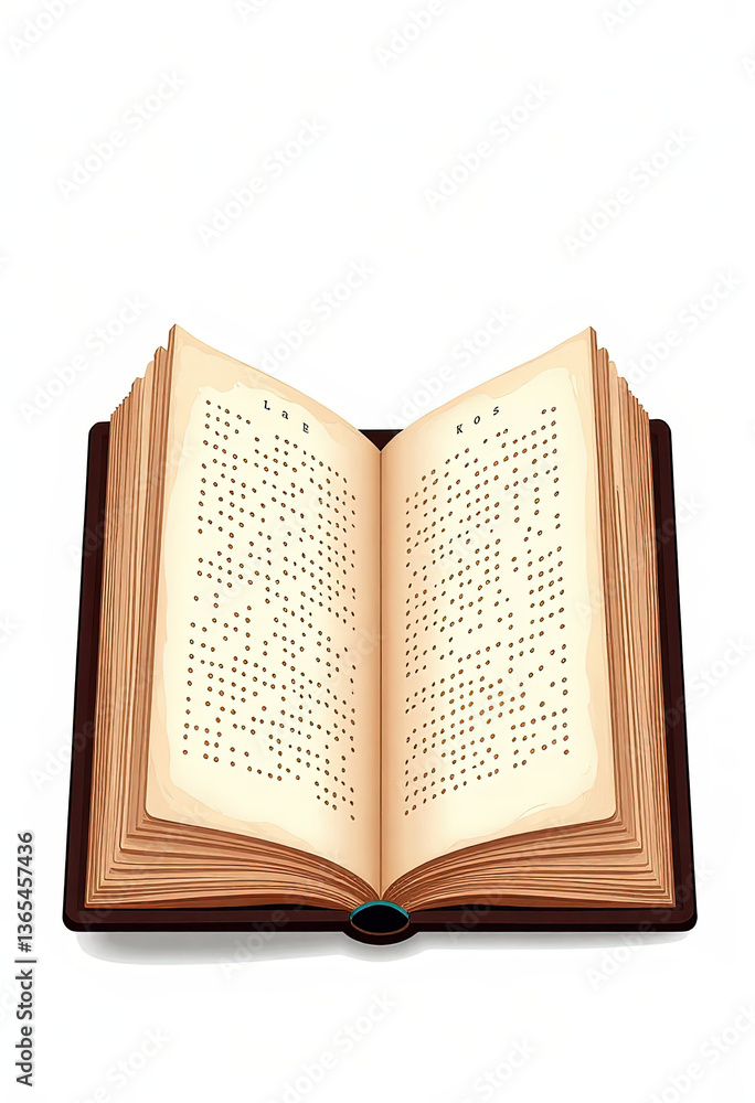 Fototapeta premium Braille book opened with pages visible on a plain background 