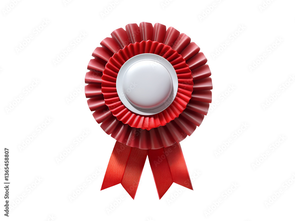 Red Award Rosette with White Center Isolated on transparent background.
Red Award Rosette with White Center Isolated on transparent background.