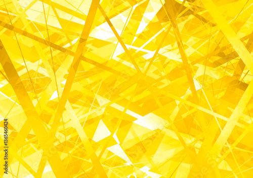 Golden Crystal Abstract Background　金色のクリスタルのような輝きと抽象的なガラス断片のようなデザイン背景