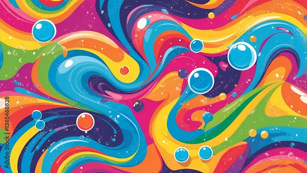 fun and cheerful liquid splash background with a mix of rainbow colors, bubbly textures, and playful swirls fun and cheerful liquid splash background with a mix of rainbow colors, bubbly textures, and playful swirls