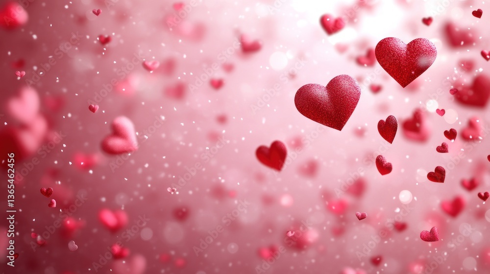 Romantic hearts floating in a soft pink bokeh background Romantic hearts floating in a soft pink bokeh background