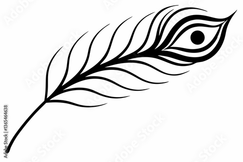 a exotic peacock feather design line art vector illustration