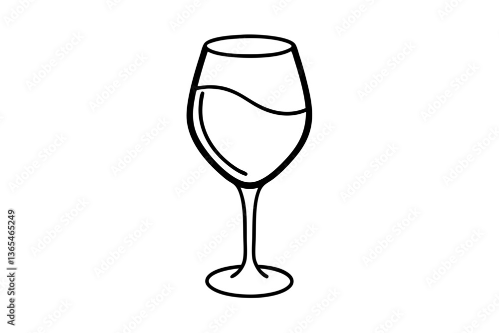 minimalist sketch of a wine glass in line art vector illustration