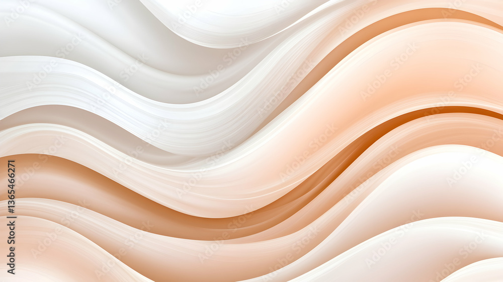 Fototapeta premium Abstract flowing waves in soft peach and white