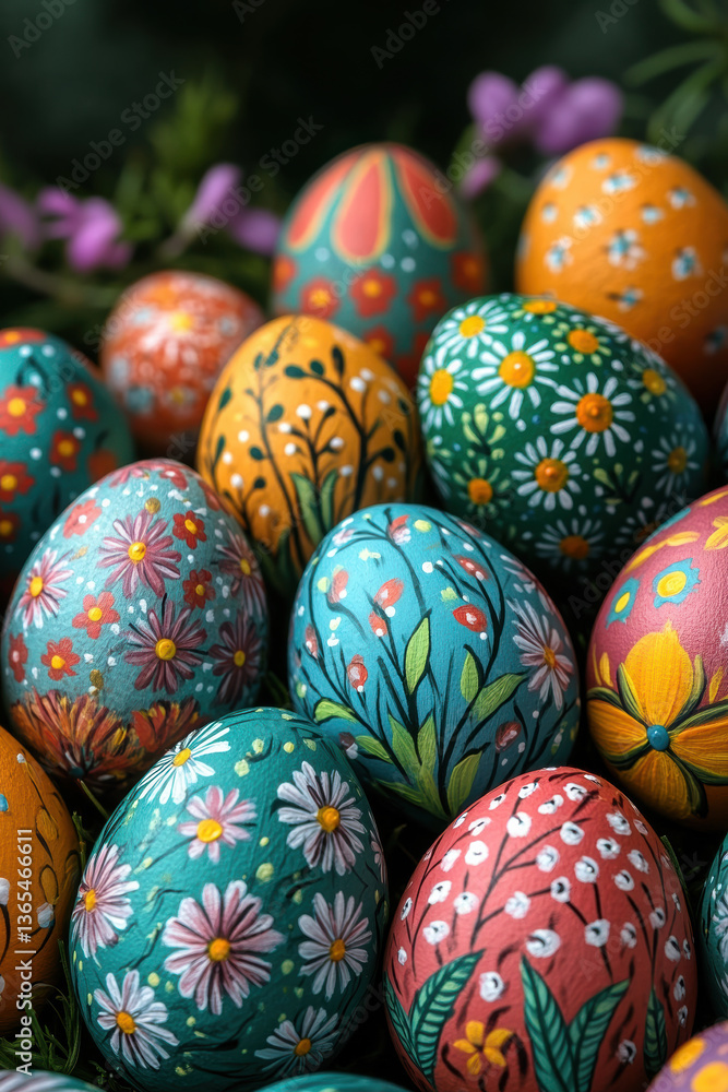 Artistic painted Easter egg collection, Colorful hand-painted Easter eggs create a vibrant and festive scene, perfect for celebrating spring traditions and culture. Artistic painted Easter egg collection, Colorful hand-painted Easter eggs create a vibrant and festive scene, perfect for celebrating spring traditions and culture.