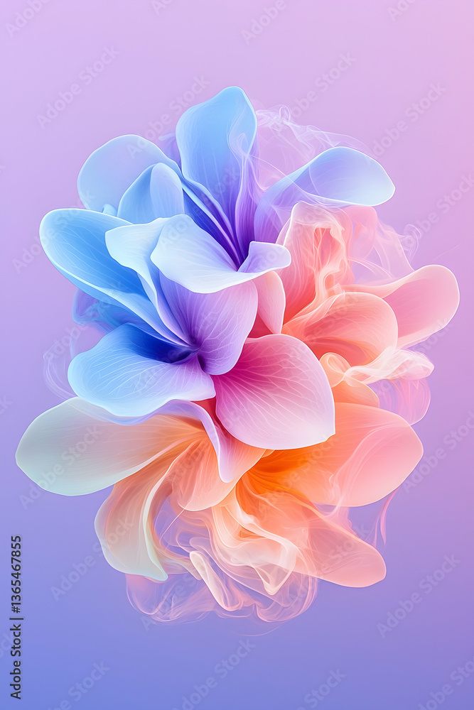 Fototapeta premium Abstract pastel flower, swirling petals, soft colors, ethereal bloom