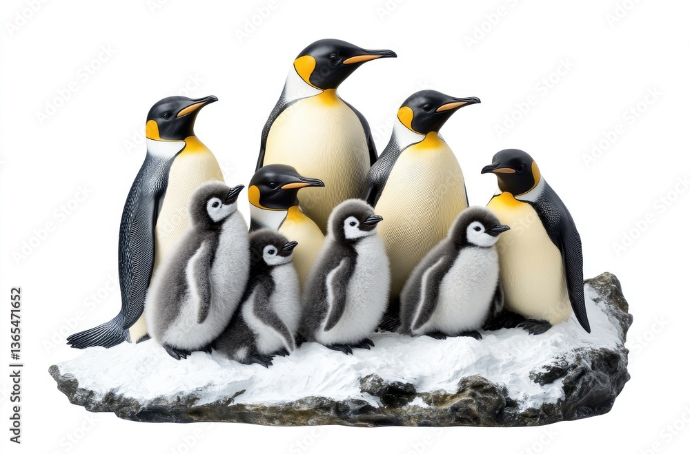 Fototapeta premium A group of emperor penguins with their young