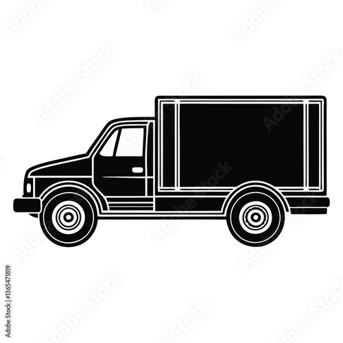 Black Delivery Truck Silhouette Vector Transport Icon