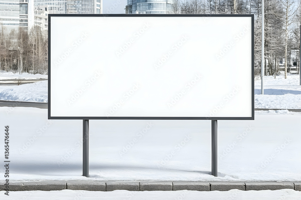 Obraz premium Blank billboard in snowy urban setting