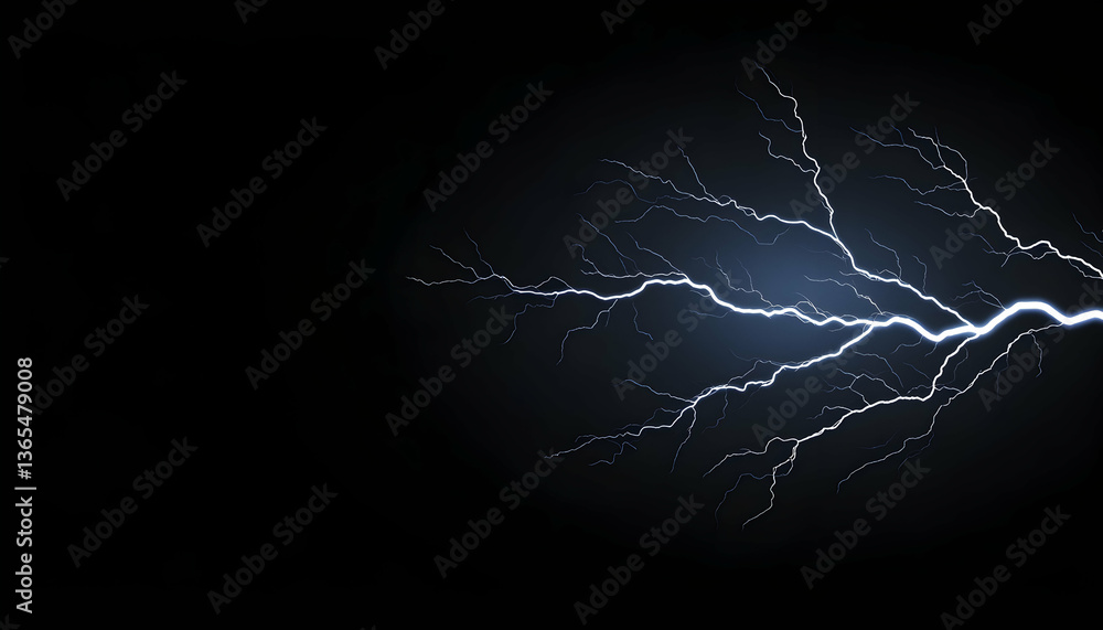Bright white lightning bolt striking across dark background Bright white lightning bolt striking across dark background