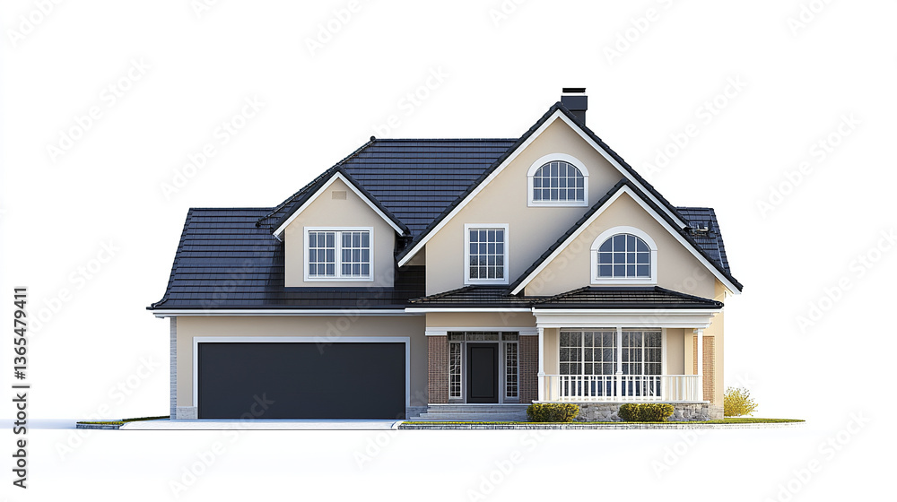 modern residential house with dark roof and large windows modern residential house with dark roof and large windows