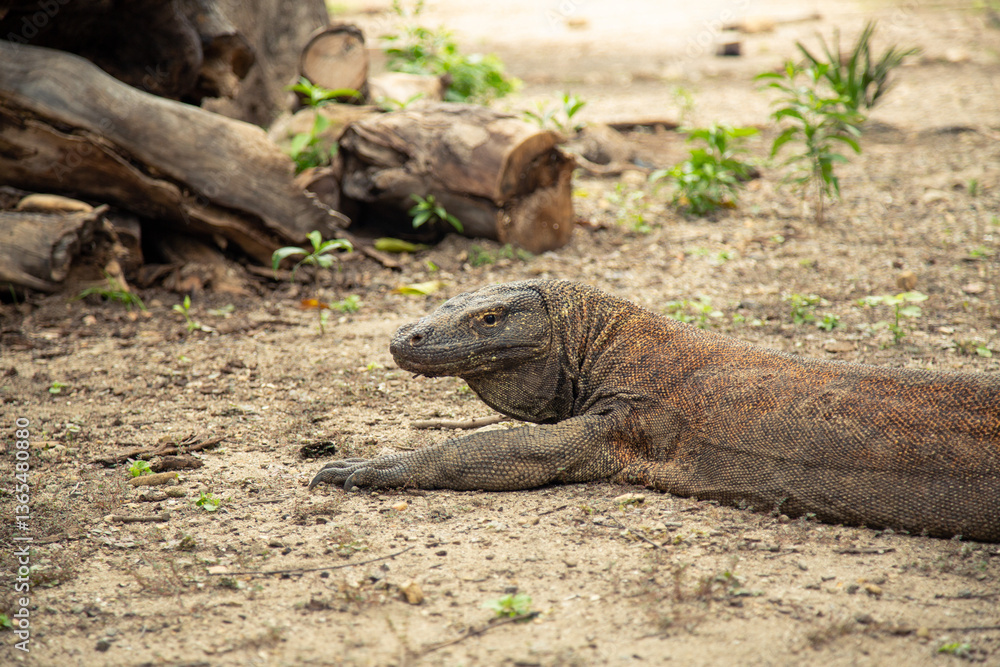 Komodo dragon observing its surrounding Komodo dragon observing its surrounding