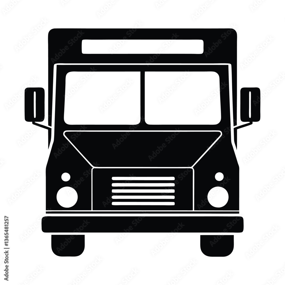 Express Delivery Truck Silhouette Black Illustration Express Delivery Truck Silhouette Black Illustration