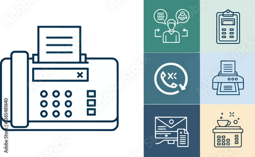 Fax Machine icon design, Set of Fax Machine icon design, Fax Illustration vector design