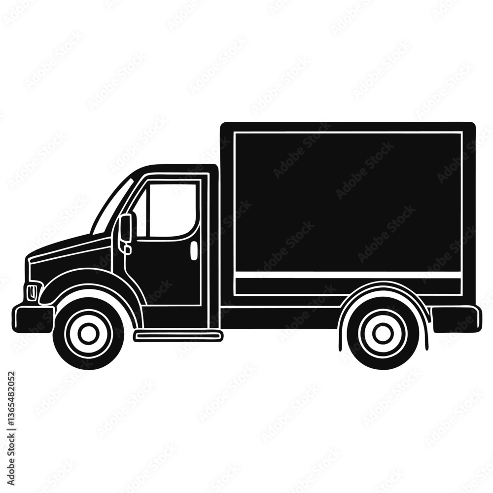 Fototapeta premium Cargo Truck Silhouette Black Vector Symbol
