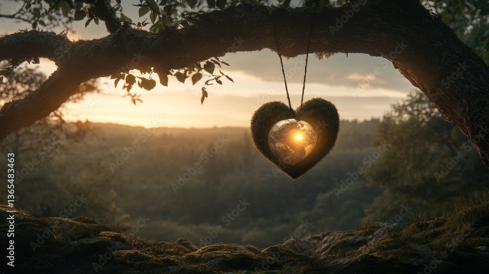 Fototapeta premium Save the green heart of the world a forest journey to protect earth's trees and nature's beauty
