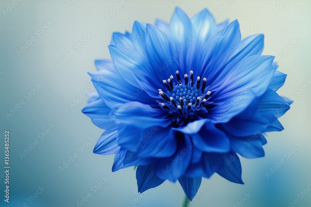Obraz premium Beautiful Blue Flower With Intricate Petals in Soft Light Capturing Natures Artistry