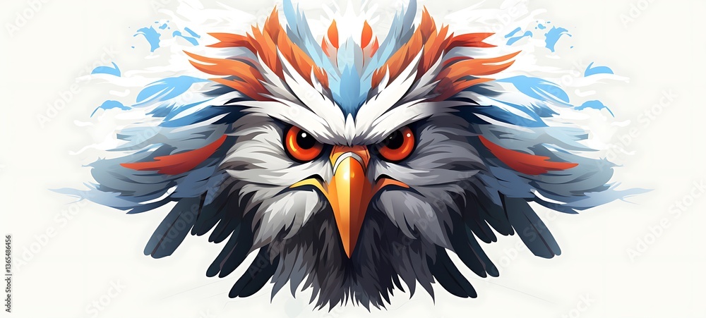 Fototapeta premium Devil White background with drawings of colorful Tengu for children