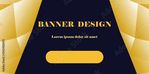 Luxury banner template with gold and navy blue color scheme. Elegant geometric design with a modern and premium look, suitable for business promotions, event invitations, VIP membership ads
