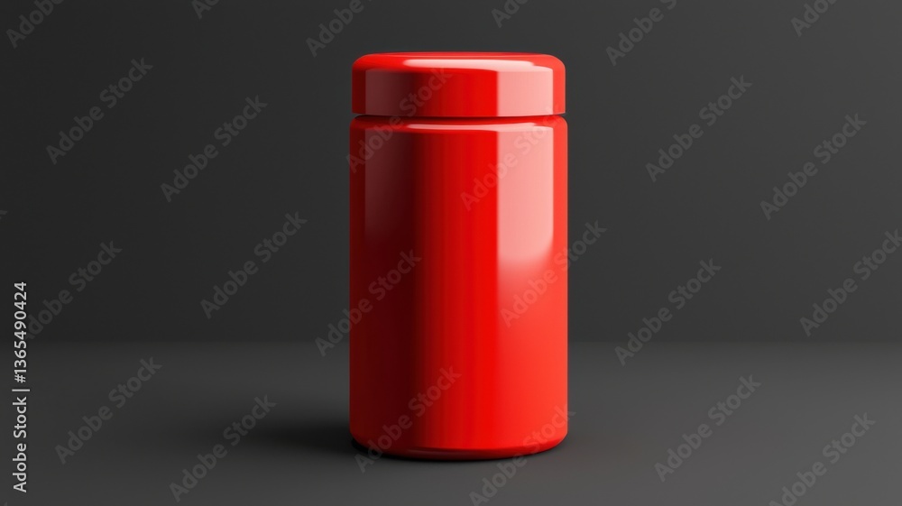 A shiny red container with a smooth surface, sitting against a dark backdrop, emphasizing its vibrant color and sleek design. A shiny red container with a smooth surface, sitting against a dark backdrop, emphasizing its vibrant color and sleek design.