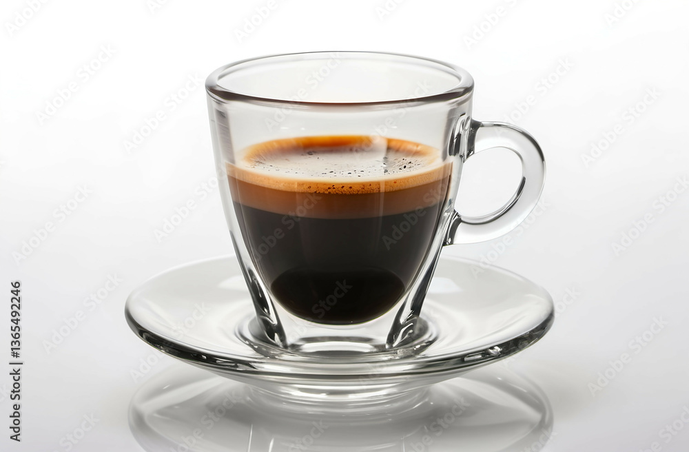 Glass cup of espresso coffee isolated on white background Glass cup of espresso coffee isolated on white background
