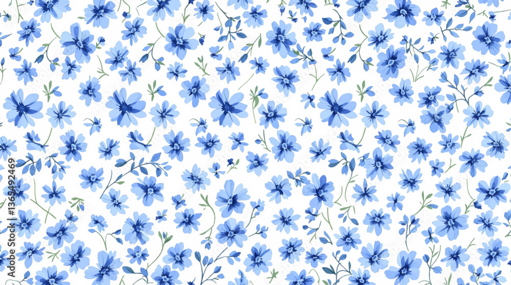 Watercolor Blue flower background, Beautiful seamless pattern with watercolor gentle blue flowers Watercolor Blue flower background, Beautiful seamless pattern with watercolor gentle blue flowers