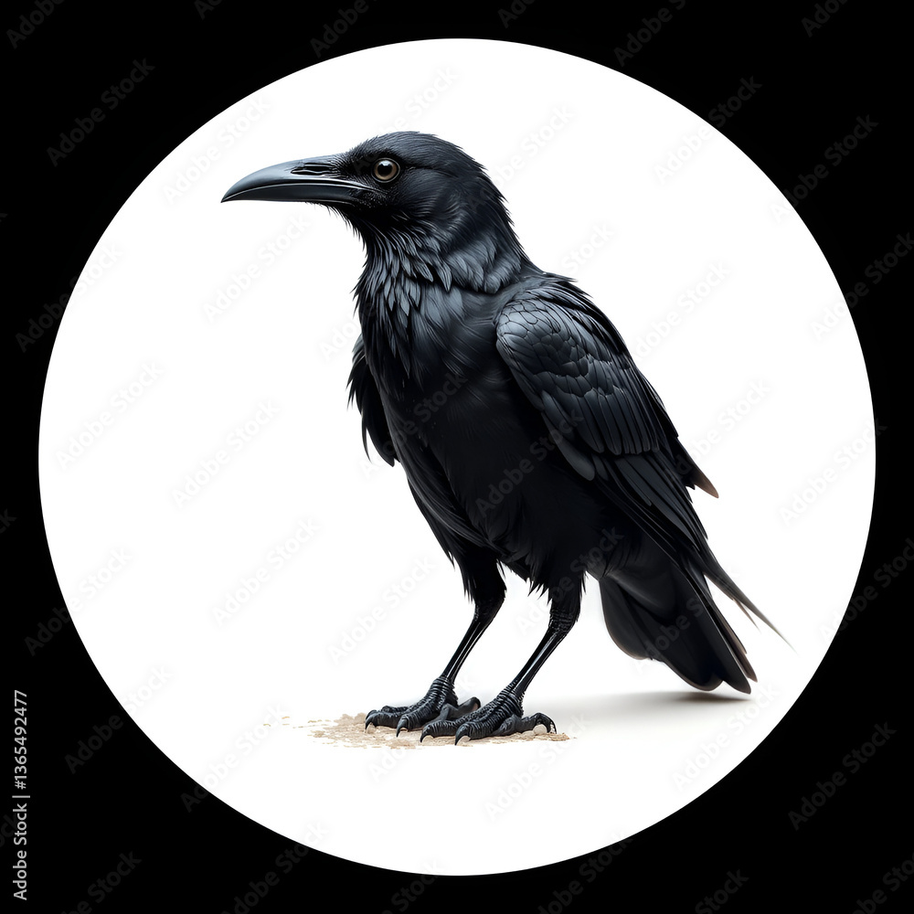 Fototapeta premium Side view of a Carrion Crow, Corvus corone, isolated on white