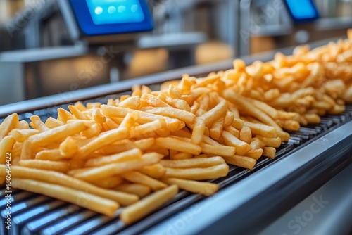 Freshly Cooked Golden Fries Served at a Fast Food Restaurant During Lunchtime...