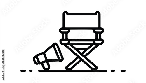 Film Director Chair with Megaphone Icon.