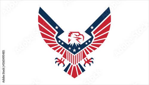 Patriotic Eagle Emblem with Red, White, and Blue Wings - USA Symbol.