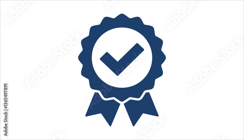 Certification Badge with Checkmark, Quality Assurance Icon.