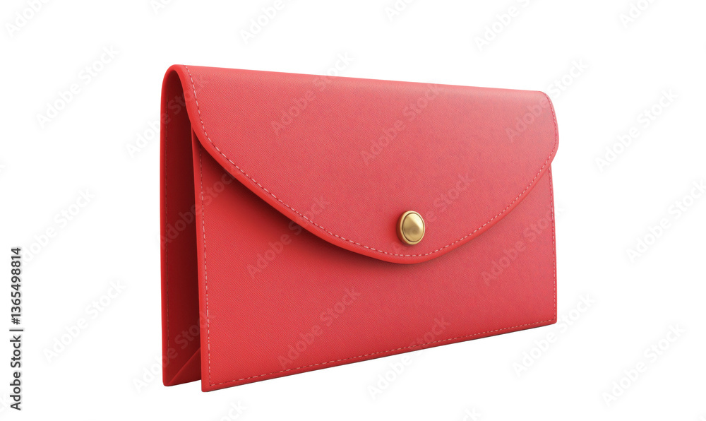 Red envelope clutch bag, stylish design, smooth texture, gold snap closure, perfect for events, parties, or daily use, isolated on transparent background, png Red envelope clutch bag, stylish design, smooth texture, gold snap closure, perfect for events, parties, or daily use, isolated on transparent background, png