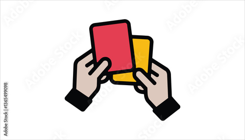  Red and Yellow Card Icon. Football, Soccer, Sports Referee, Penalty Vector.