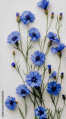 Beautiful Blue Flowers Arranged Artistically on a Light Background Showcasing...