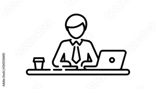 Businessman Working on Laptop with Coffee.