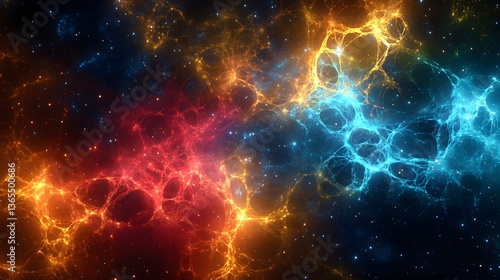 Stunning nebula and star cluster illuminating the vast expanse of space with fractured colorful patterns