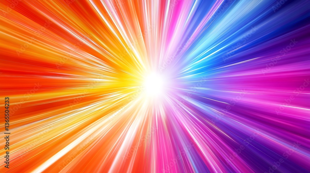 Fototapeta premium Vibrant Rainbow Burst Abstract Light Rays Colorful Background