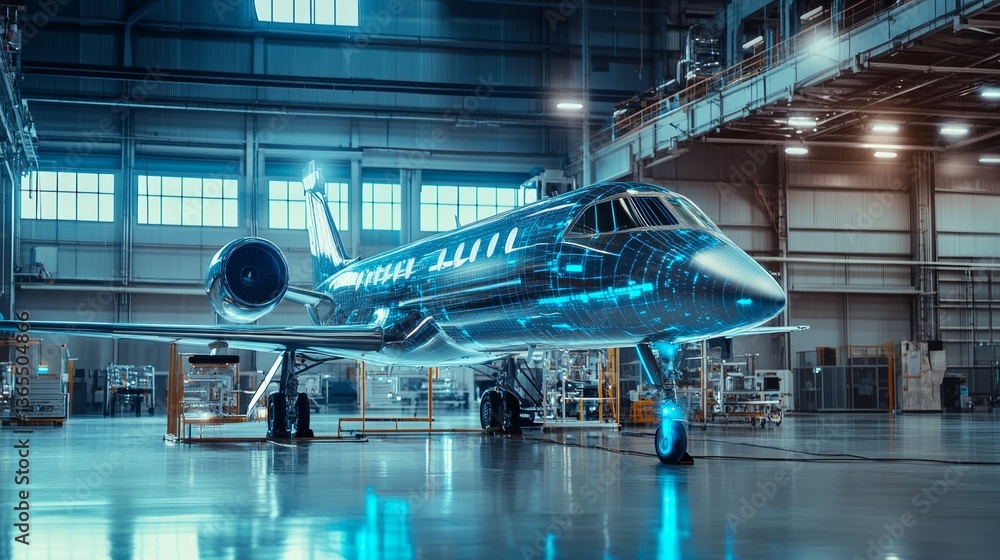 An AI powered predictive maintenance system for aircraft, detecting potential mechanical failures and preventing downtime, Aviation tech style An AI powered predictive maintenance system for aircraft, detecting potential mechanical failures and preventing downtime, Aviation tech style