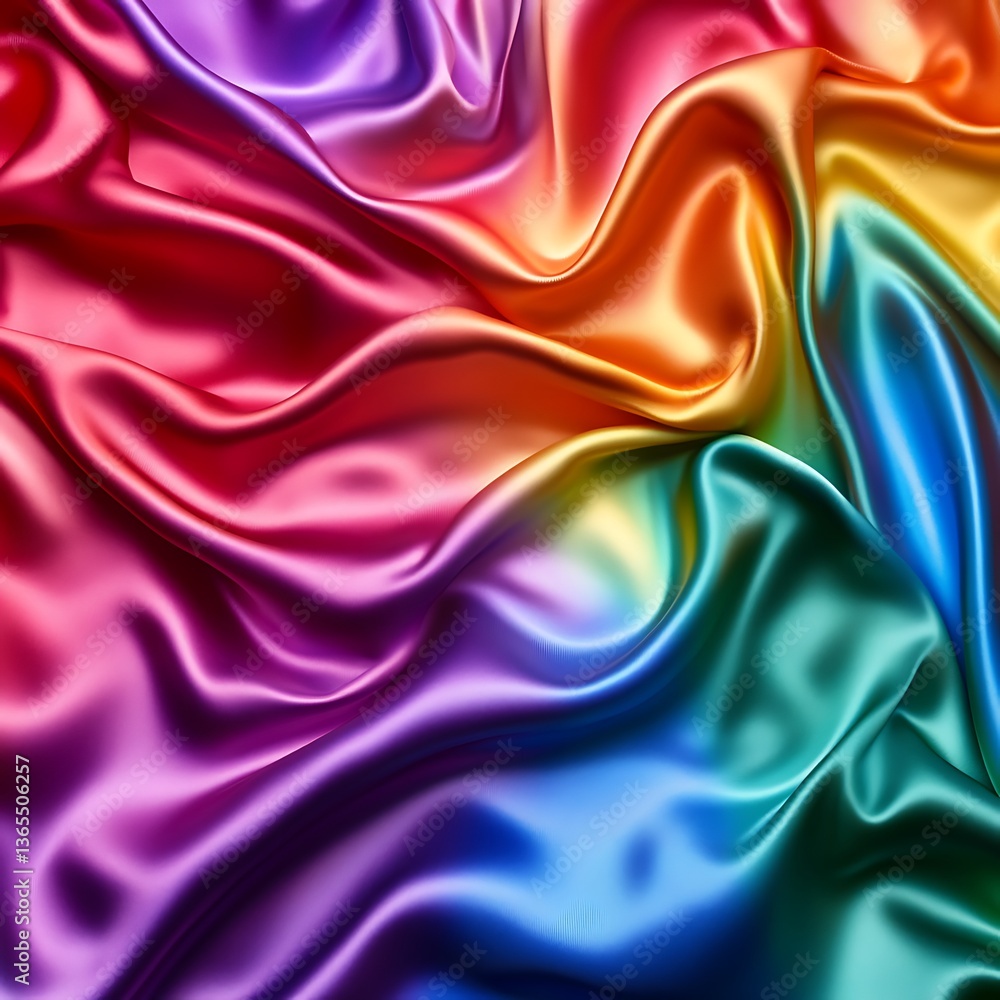 Obraz premium The Vibrant Multicolored Fabric with Silky Smooth and Flowing Drapes