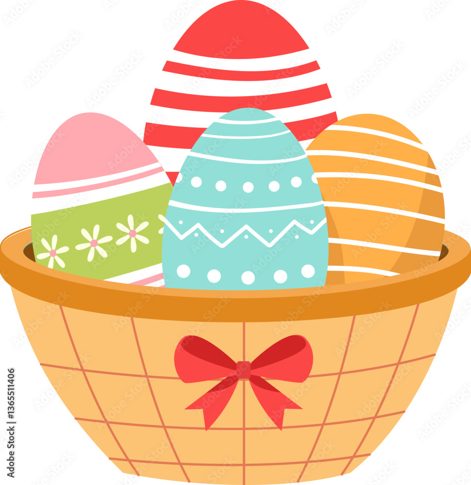 Easter Basket with Decorative Eggs vector illustration Easter Basket with Decorative Eggs vector illustration