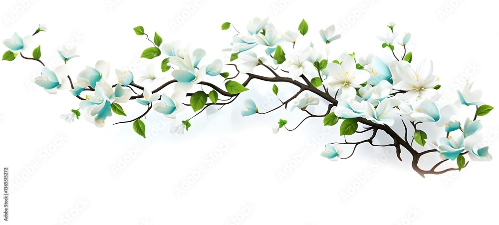White background with drawings of colorful Jasmine flower tree for children love, ai generative White background with drawings of colorful Jasmine flower tree for children love, ai generative
