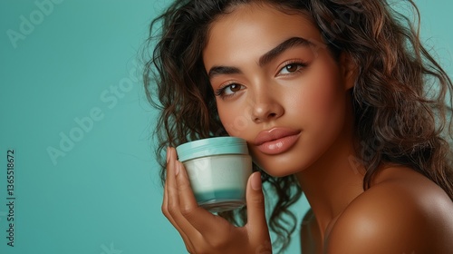 Modelo de cosmética hispana. La belleza de las mujeres hispanas. Sesión de belleza modelo hispana. Creación de IA.