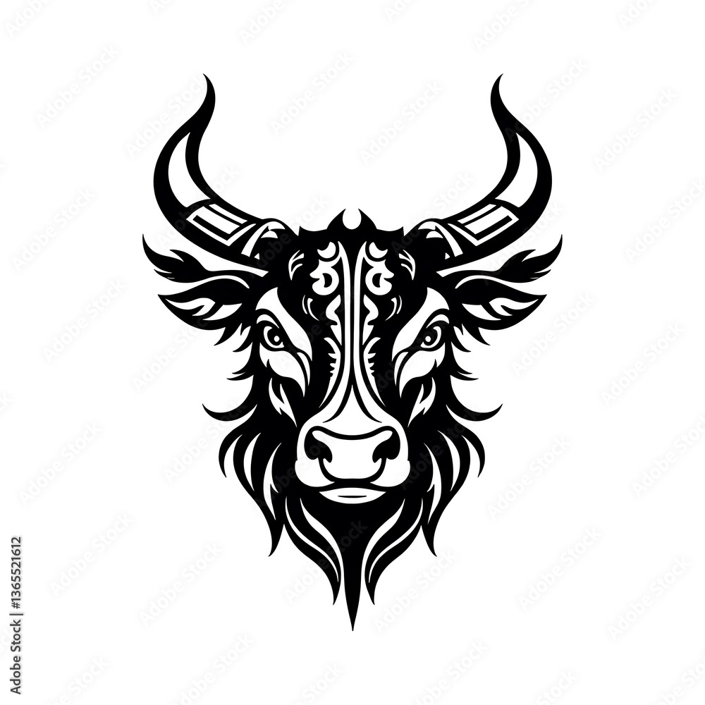 Buffalo Head Symbol - Rustic Western Badge Design Buffalo Head Symbol - Rustic Western Badge Design