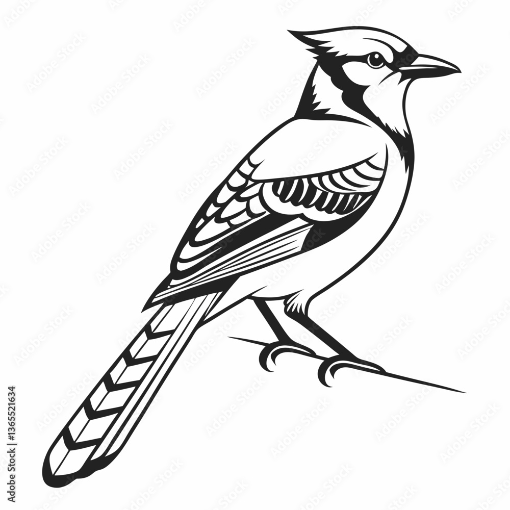 Obraz premium blue jay black silhouette vector