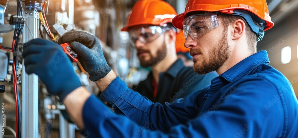 Engineers working electrical systems industrial maintenance Engineers working electrical systems industrial maintenance