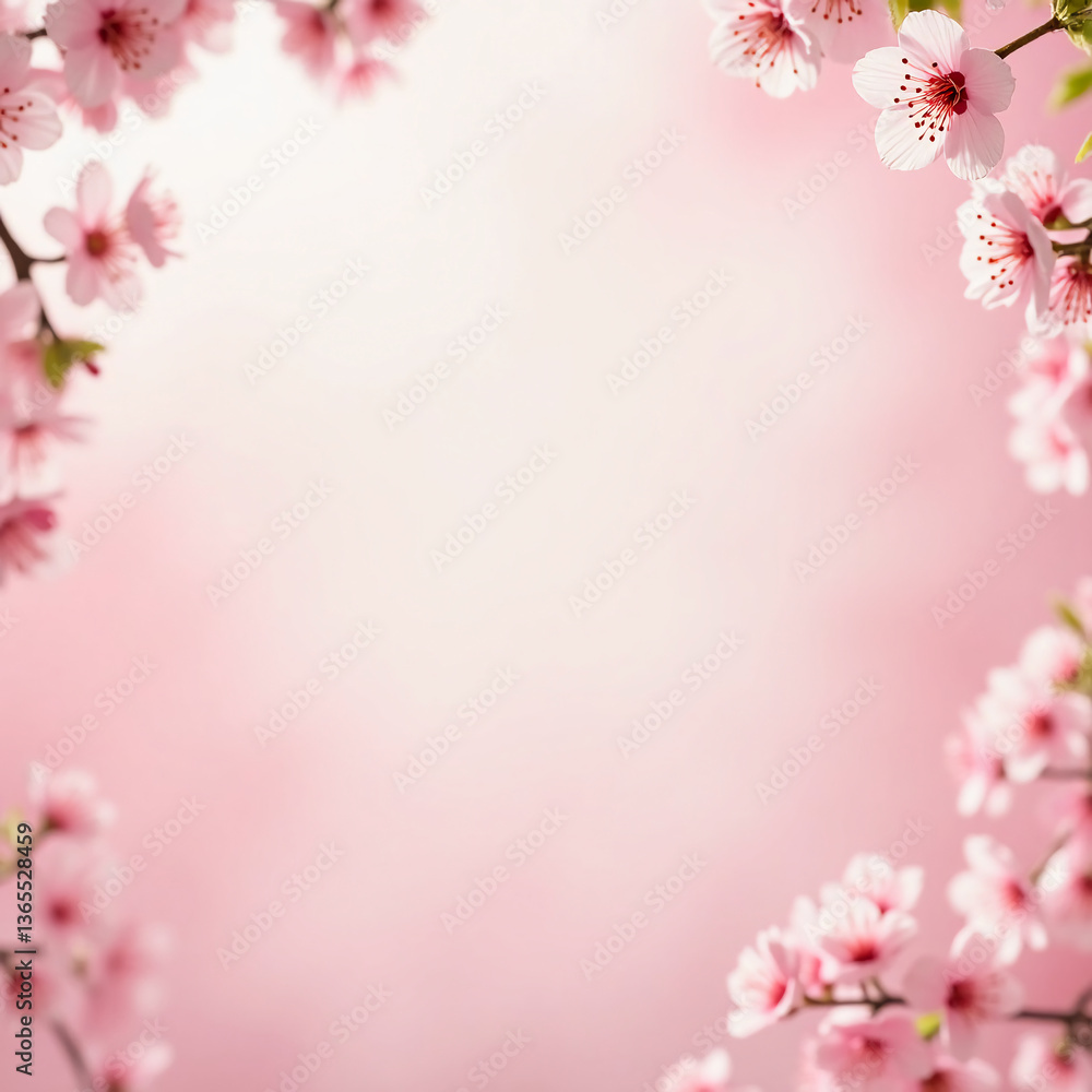 Delicate sakura flowers bloom beautifully, soft pink petals framing serene blank background that evokes feelings of peace and rejuvenation. Blossoms and subtle hue creates a captivating harmony. AI Delicate sakura flowers bloom beautifully, soft pink petals framing serene blank background that evokes feelings of peace and rejuvenation. Blossoms and subtle hue creates a captivating harmony. AI