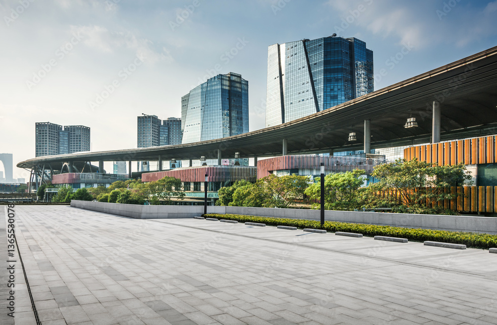 Contemporary Urban Architecture with Green Spaces in a City Landscape