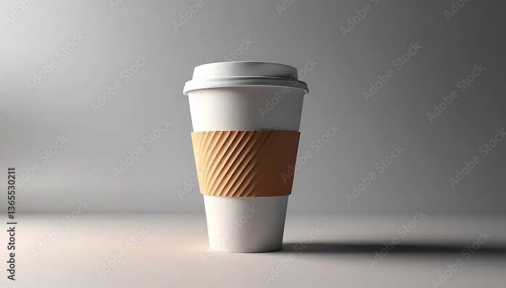 Isolated coffee cup with sleeve on neutral background studio shot Isolated coffee cup with sleeve on neutral background studio shot