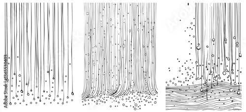 abstract vertical lines with floating digits, black and white futuristic tech style