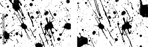 vector background with scattered black ink splashes, grunge texture in black and white
